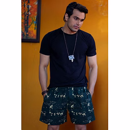 dark green color monkey print cotton boxers shorts