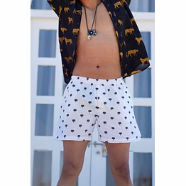 white color lotus print cotton boxers shorts