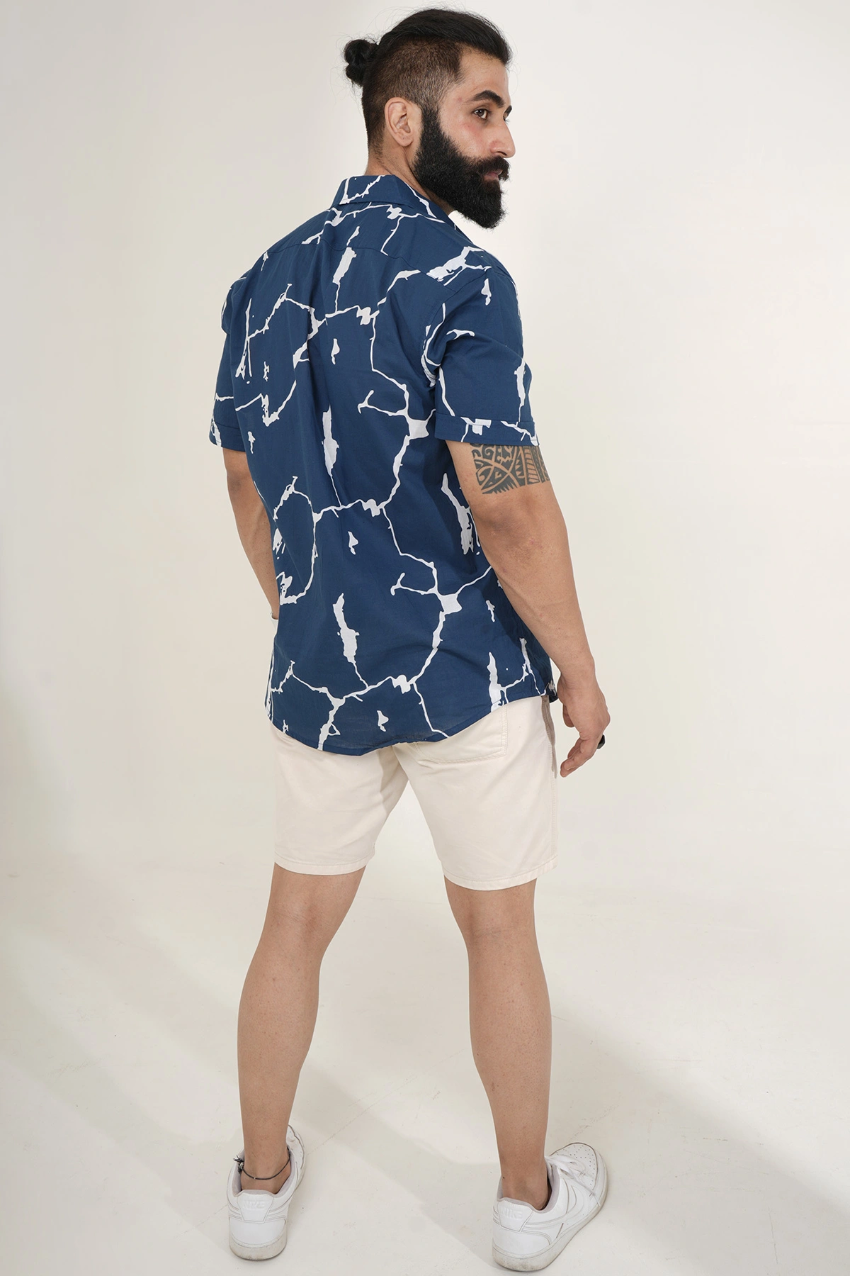 Blue color shirt Random print half sleeves Cotton shirt-2