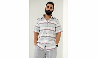 White color shirt striped print half sleeves Cotton shirt