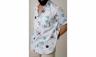 White color shirt Flowers print half sleeves Cotton shirt