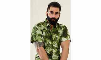 Green color shirt Leaves print half sleeves Cotton shirt