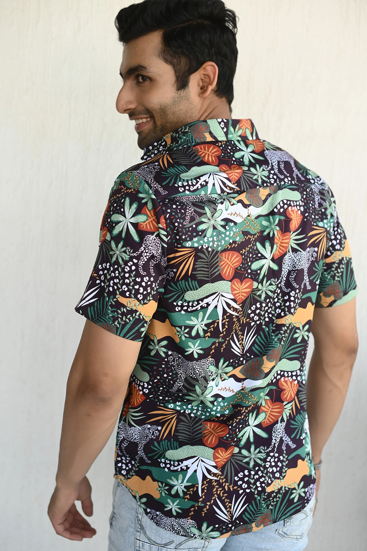 Black Forrest  print cotton shirt half sleeves-12382230