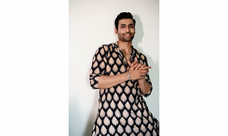 Black Yellow Paan print full sleeves pure Cotton Long Kurta