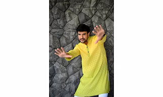 Lime Ombre color Tie & Dye designer full sleeves pure Cotton Long Kurta