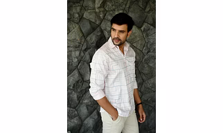 Luxe Peach print super premium cotton shirt full sleeves (M size)