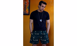 Dark Green color Monkey print cotton Boxers shorts