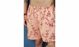 Onion color Bird Cage print cotton Boxers shorts