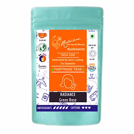 radhikas fine teas and whatnots radiance green rose -refreshing & aromatic blend