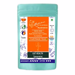 radhikas fine teas and whatnots gut health spearmint darjeeling leaf - support digestion & mental clarity