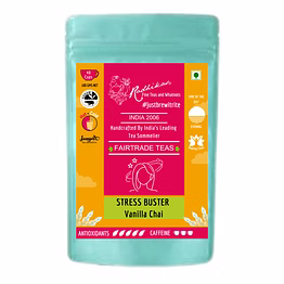 radhikas fine teas and whatnots stress buster vanilla chai - soothe your mind & body