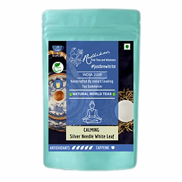 radhikas fine teas and whatnots calming silver needle white leaf - a calming luxury tea for serenity