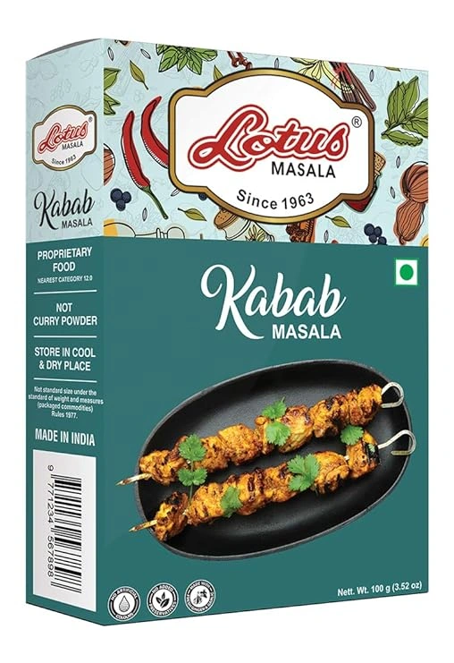 Lotus Chicken Kabab Masala | Instant Spice Box with Added Salt | 100gm (10 kg Pack)-12538718