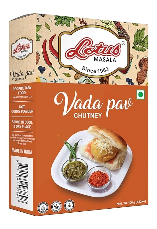 Lotus Vada pav dry spice chutney | Natural | mix peanut granules garlic chutney 100 gm (10 kg Pack)-12538736