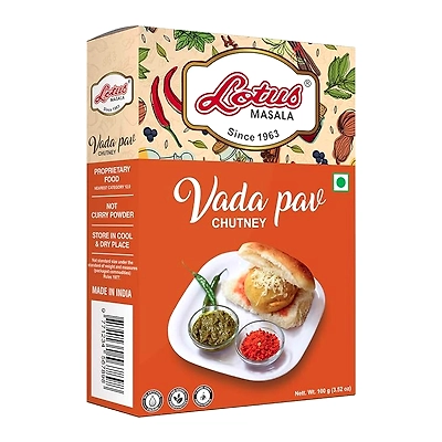Lotus Masala (Since 1963) Lotus Vada pav dry spice chutney | Natural | mix peanut granules garlic chutney 100 gm (10 kg Pack)