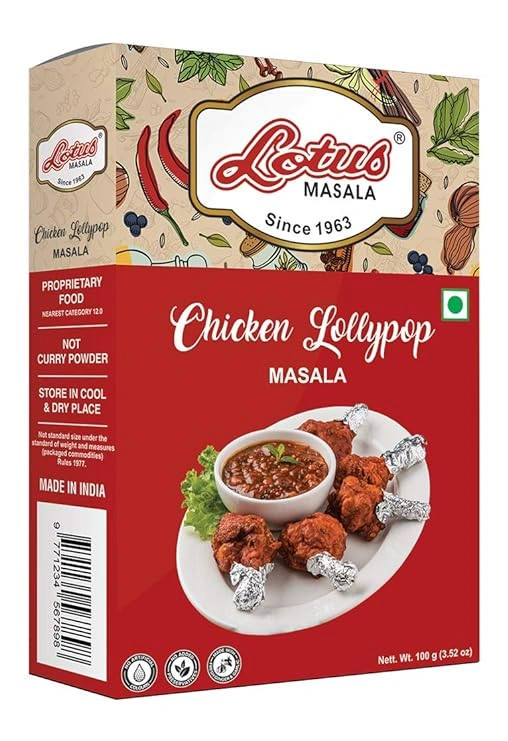 Lotus Chicken Lollypop Masala Powder | Instant Spice box with added salt | 100gm (10 kg Pack)-12539088