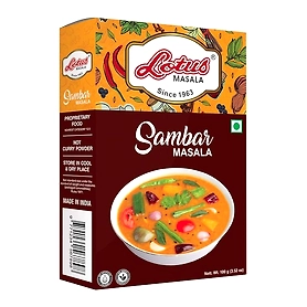 Lotus Sambar Masala Powder | Instant Ready mix Spice Box | Added Salt | 100gm (10 kg Pack)