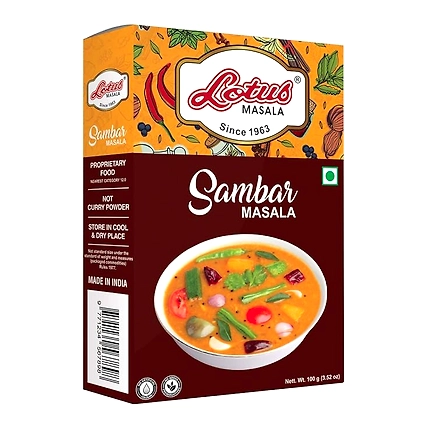 Lotus Sambar Masala Powder | Instant Ready mix Spice Box | Added Salt | 100gm (10 kg Pack)-12539094