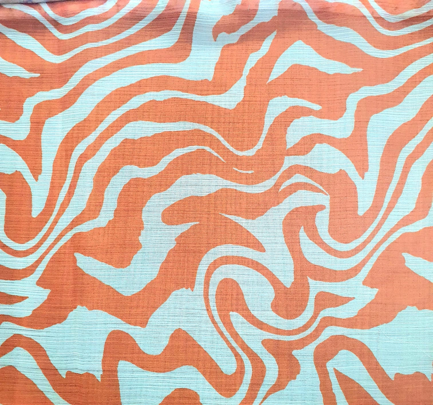 Orange &amp; Off White Abstract print Chiffon Fabric-2
