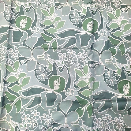 Green Flower on Gray Background Rayon Fabric-2