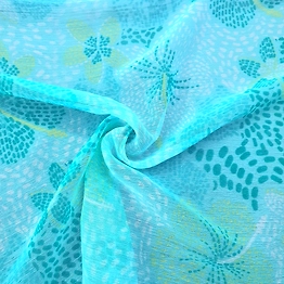 BSM Light Blue with Yellow shade Chiffon Fabric