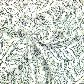 Green & White Floral Chiffon Fabric
