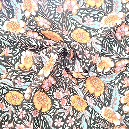 BSM Brown Color Floral Print Weightless Fabric