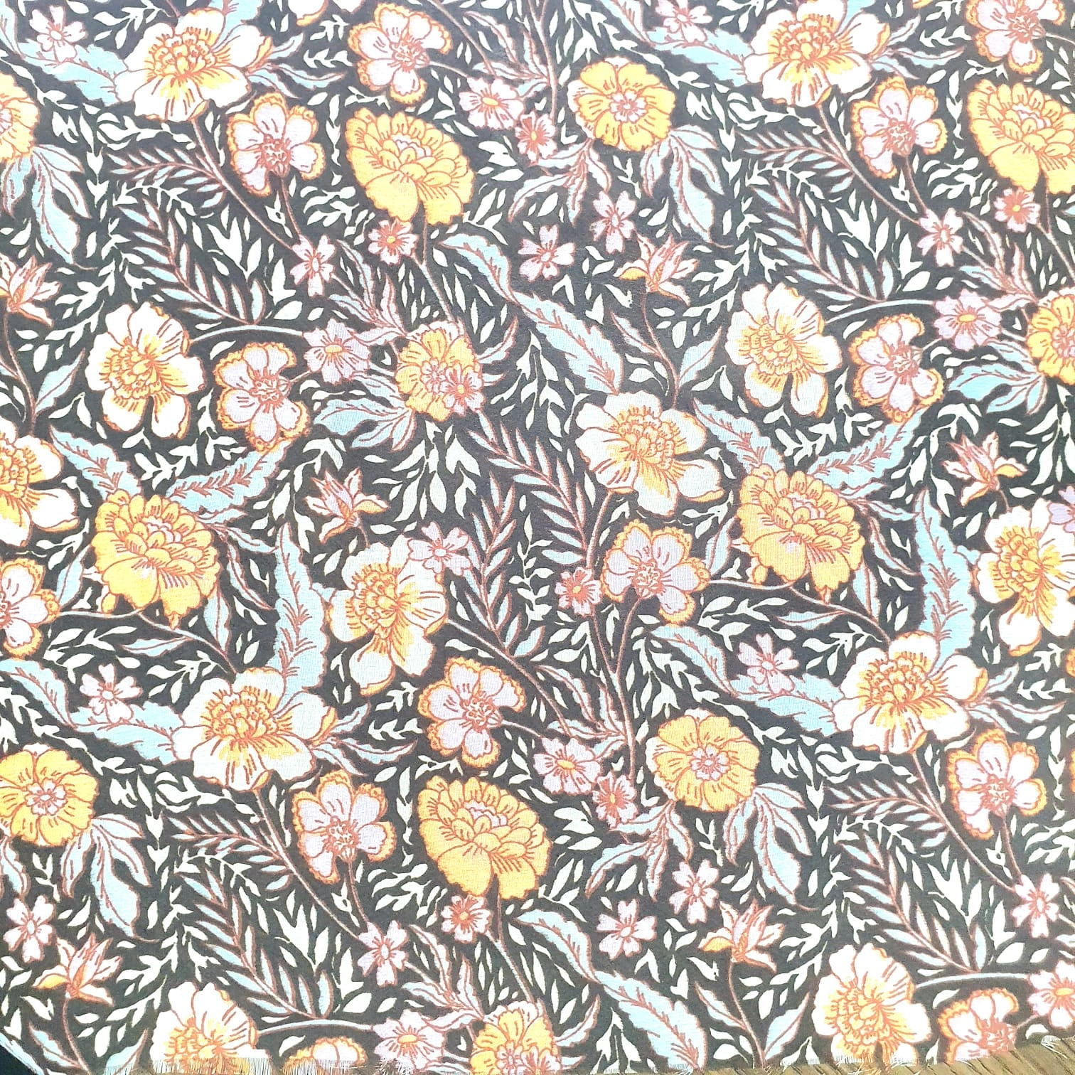 Brown Color Floral Print Weightless Fabric-2