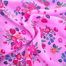 BSM Floral design with blue and pink hues Weightless fabric