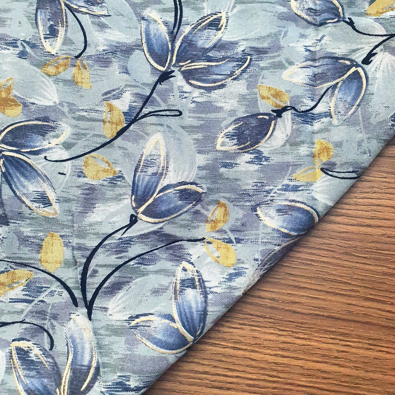 Gray Flower Print Rayon Fabric-1