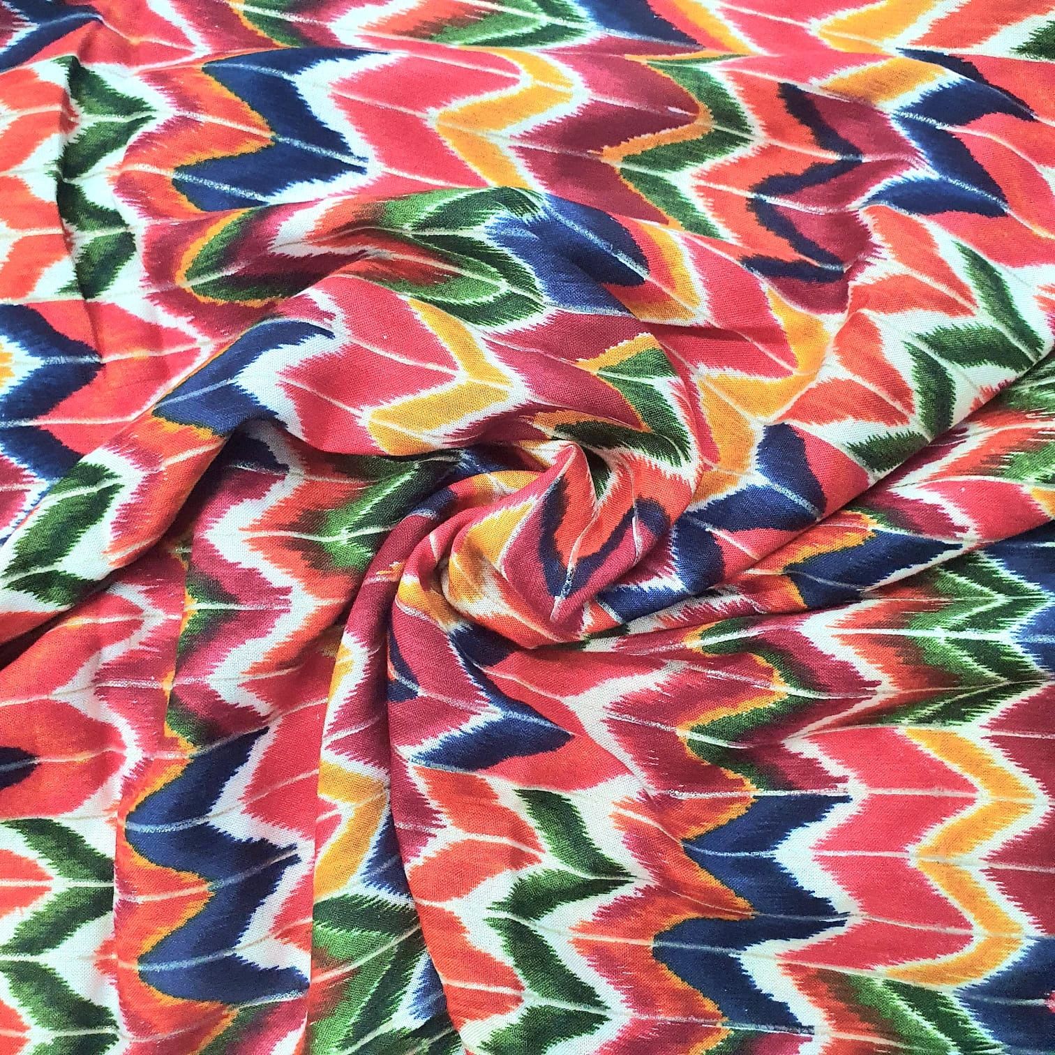 Beautiful Multicolour Ikat Rayon Fabric-12542060