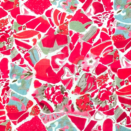 Red And White Abstract Pattern Digital Print Rayon Fabric-2