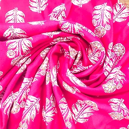 BSM Red Floral Motif Pattern Rayon Fabric