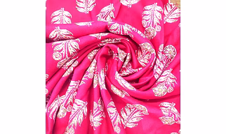 Red Floral Motif Pattern Rayon Fabric