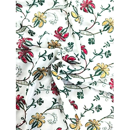 BSM Detailed Multi Floral White Fabric