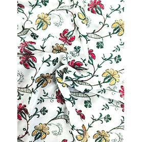 Detailed Multi Floral White Fabric