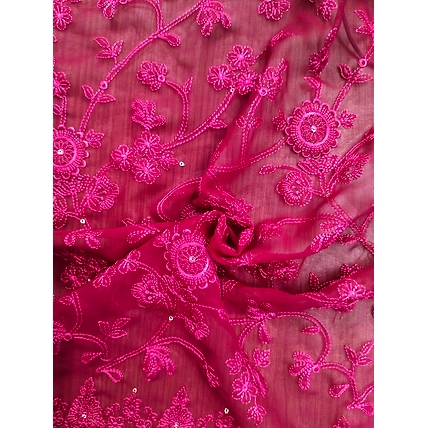 Red Embroidered Fabric-12555950