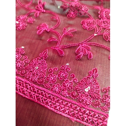 Red Embroidered Fabric-2