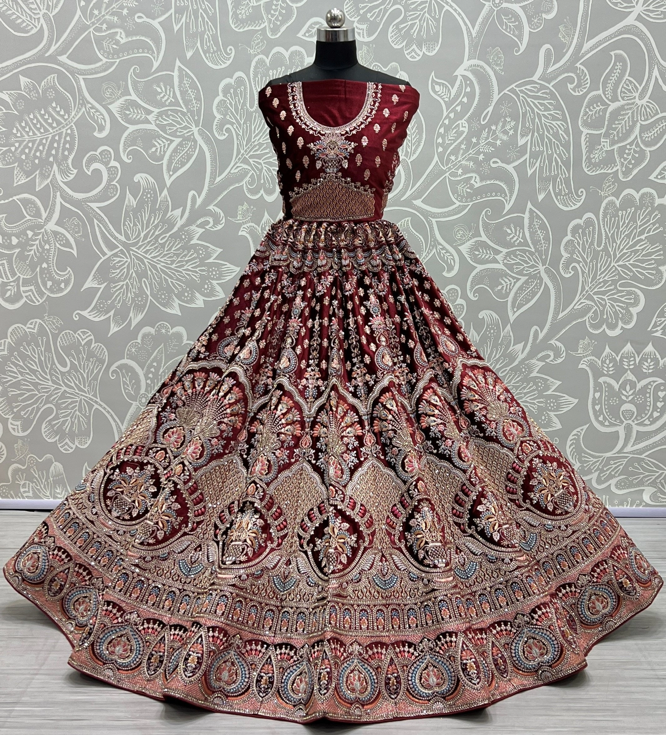 Sabyasachi Inspired Red Bridal Lehenga Choli With Soft Net Dupatta | Indian Wedding Dress | Ghaghra Choli | Lehenga For Women | Lehengas India-3