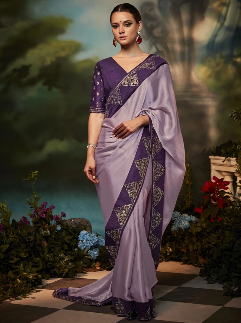 Opulent Orchid Radiance: Enchanting Elegance Saree-BTG-033