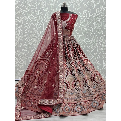 Sabyasachi Inspired Red Bridal Lehenga Choli With Soft Net Dupatta | Indian Wedding Dress | Ghaghra Choli | Lehenga For Women | Lehengas India