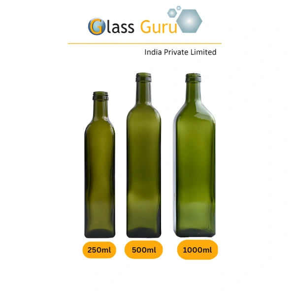 Green Marasca/Olive Oil/Glass Square/Rectangle Bottles-1