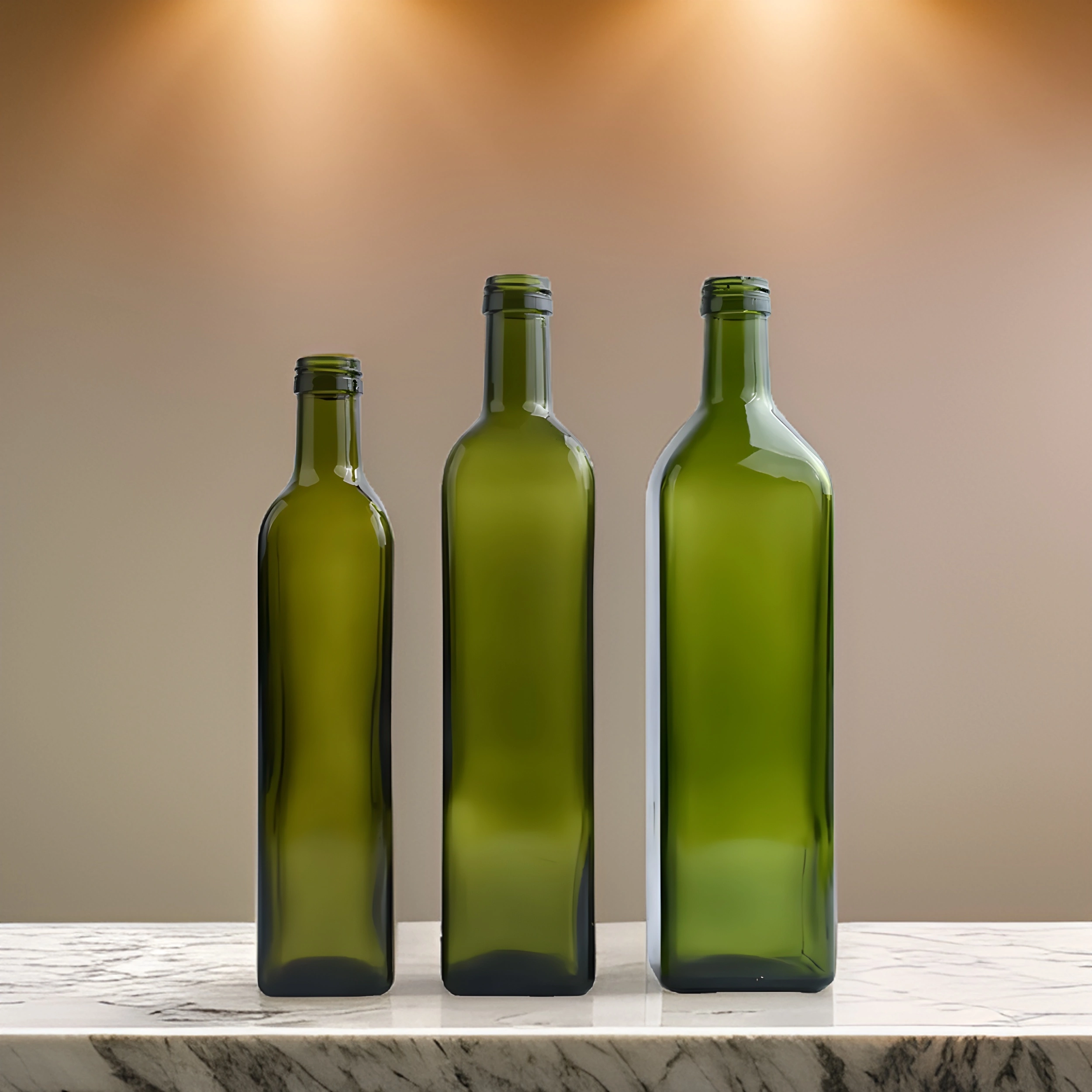 Green Marasca/Olive Oil/Glass Square/Rectangle Bottles-3