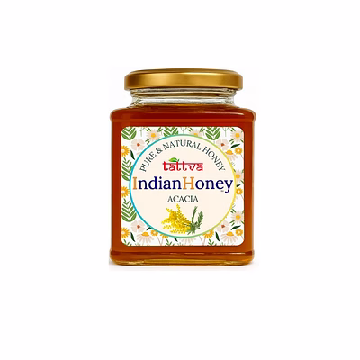 indianhoney acacia honey | pure & natural | unprocessed, unfiltered, no added sugar | ethically sourced natural sweetener | rich in antioxidants | 230g glass jar