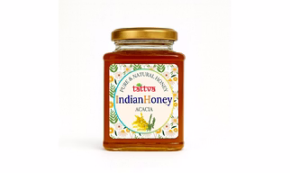 IndianHoney Acacia Honey | Pure & Natural | Unprocessed, Unfiltered, No Added Sugar | Ethically Sourced Natural Sweetener | Rich in Antioxidants | 500g Glass Jar