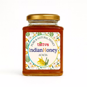 IndianHoney Acacia Honey | Pure & Natural | Unprocessed, Unfiltered, No Added Sugar | Ethically Sourced Natural Sweetener | Rich in Antioxidants | 500g Glass Jar