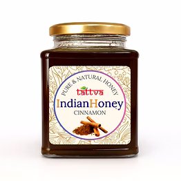 indianhoney honey cinnamon | pure & natural infused honey | premium quality raw honey with real cinnamon | natural sweetener |500g glass jar