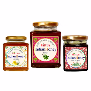 IndianHoney Ayurvedic & StressRelief natural tulsi Honey, Rare & HighFlavonoid Red Honey, & Rajasthan Acacia Honey Triple Combo Pack (500gm + 2x230gm) natural tulsi Honey Red Honey Rajasthan Acacia Details