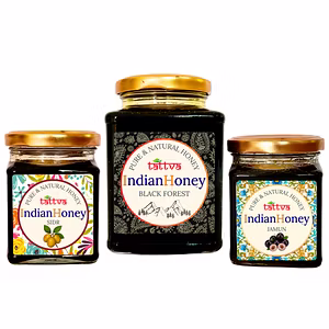 IndianHoney Dark & MineralRich Black Forest (Honeydew) Honey, sidr, & jamun Triple Combo Pack (500gm + 2x230gm) Black Forest sidr jamun Details