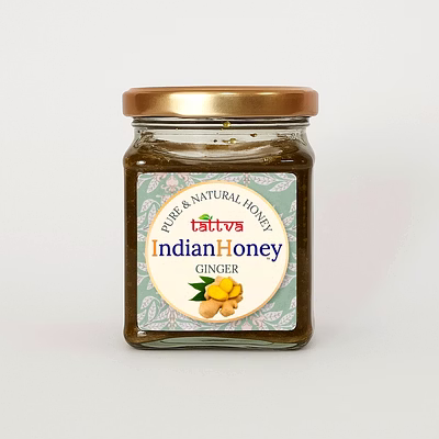 indianhoney ginger honey | pure & natural | unprocessed, unfiltered, no added sugar | rich in minerals & antioxidants | ethically sourced raw honey | 230g glass jar